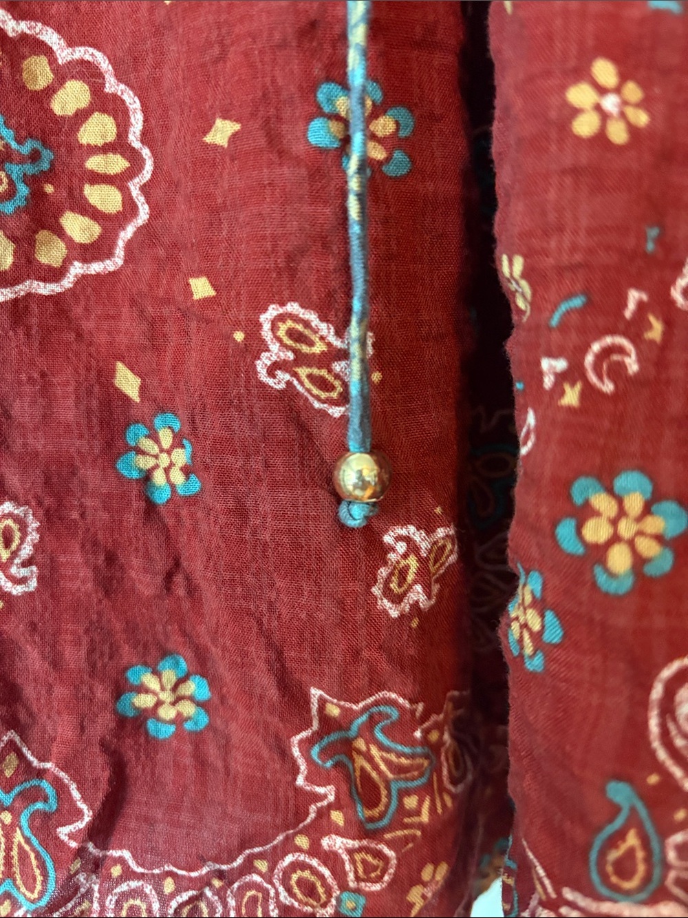 Natural Life Bandana Rust-Red Peasant Top Size Medium - Picture 6 of 10